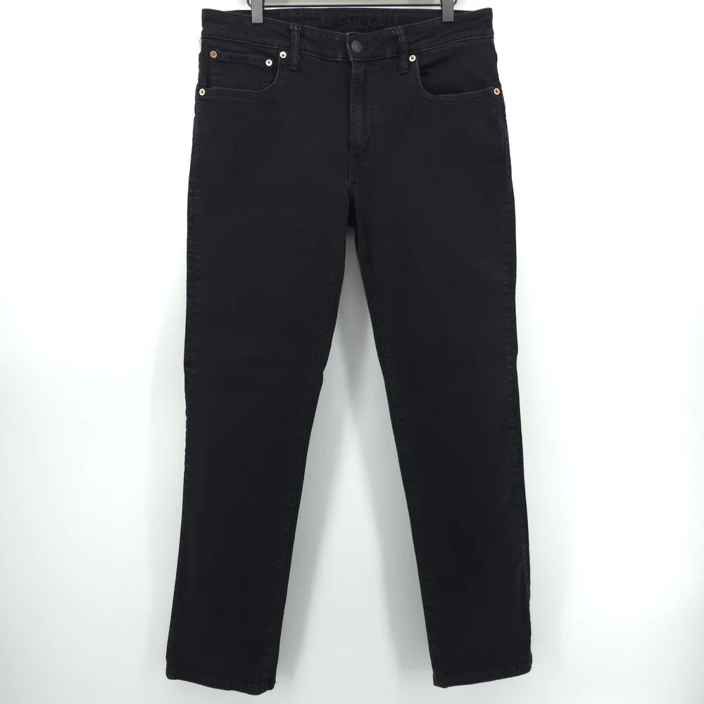 American Eagle Mens Jeans Airflex+ 34x32 Black Slim Straight Stretch Denim